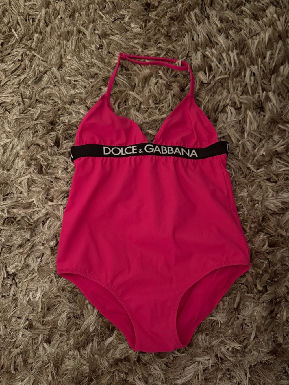 Dolce & Gabbana Bright Pink Logo-Band One-Piece Bodysuit